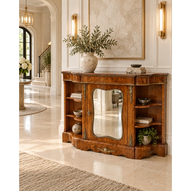 Antique Victorian Burr Walnut Ormolu Mounted Credenza, 1850 For Sale - Image 16 of 17