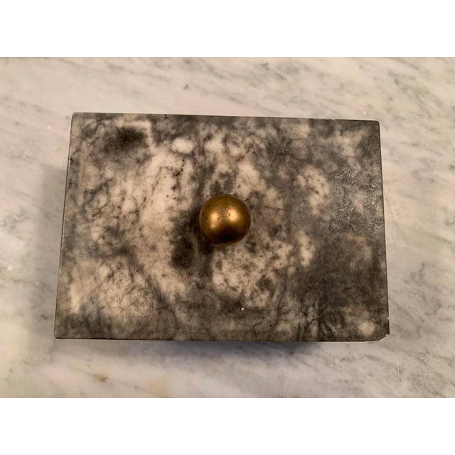 Mid 20th Century Mid Century Gray Marble Box Gold Mounts For Sale - Image 5 of 12