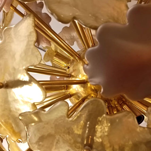 Golden Leaf Pendant Lamp, 1950s For Sale - Image 4 of 5