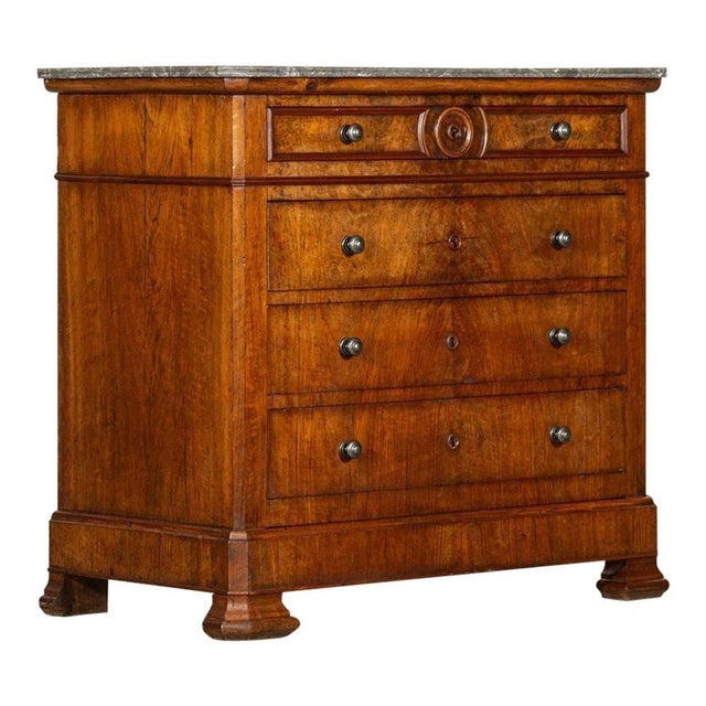 19th Century French Walnut Marble Commode, 1860s For Sale - Image 15 of 15
