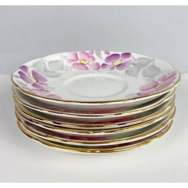 Shabby Chic Coalport Bone China Vintage Floral Bread & Butter Plates: Set of 6 For Sale - Image 3 of 10