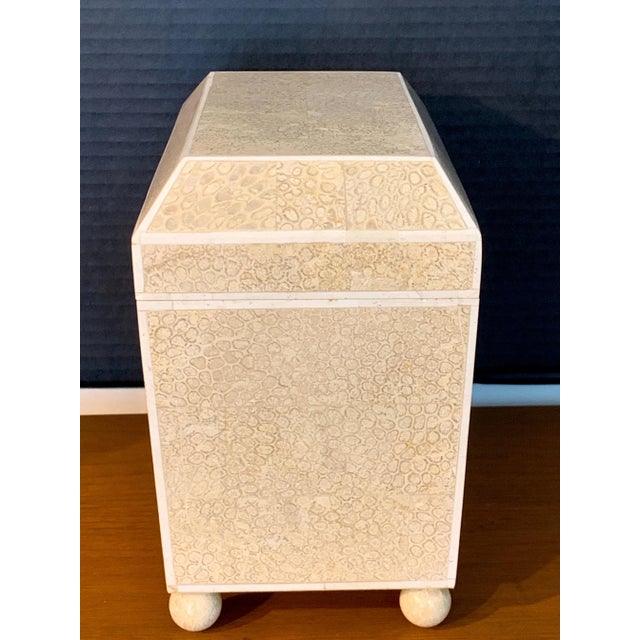 Cream Lacquered Shell and Bone Tapered Sarcophagus Box, by Maitland- Smith For Sale - Image 8 of 12