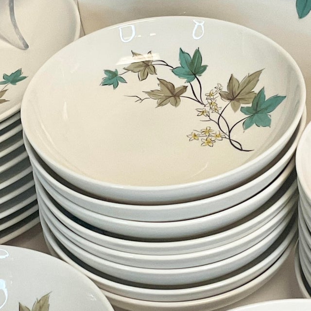 Syracuse China 1960s Vintage Arts & Crafts Boho Chic Syracuse Woodbine Dinnerware - Service for 8+ - 53 Pieces For Sale - Image 4 of 13