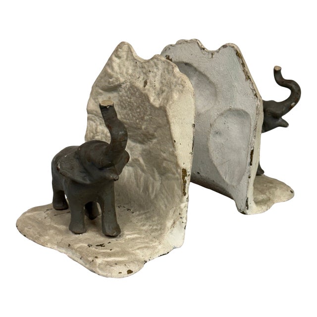 Vintage Cast Metal Elephant Bookends, Pair For Sale