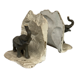 Vintage Cast Metal Elephant Bookends, Pair