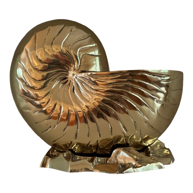 Vintage Heavy Brass Shell Wine Cooler, Planter For Sale