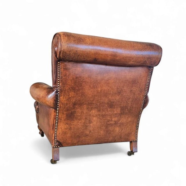 English Sheep Leather Club Chair For Sale - Image 6 of 8