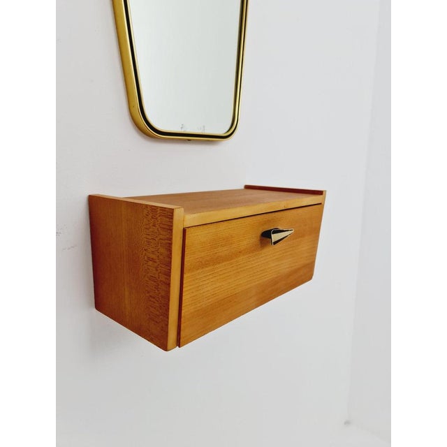 Metal Mid-Century Asymmetric German Brass Kidney Wall Mirror, 1960s For Sale - Image 7 of 10