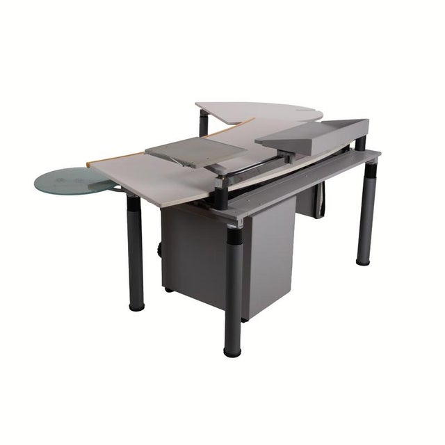 Adjustable Metropol Wood and Metal Desk with Rolling Container and Storage in Off-White from Vitra For Sale - Image 11 of 12