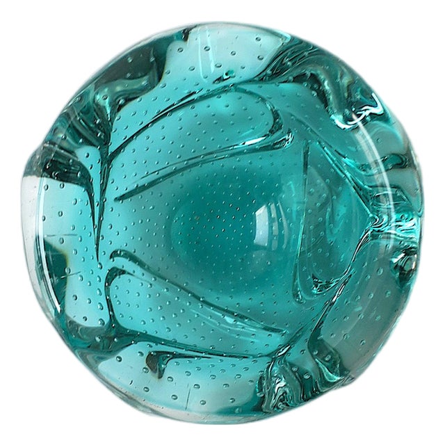 Italian Murano Art Glass Bowl Green, Organic Modern, Circa Mid-20th Century For Sale