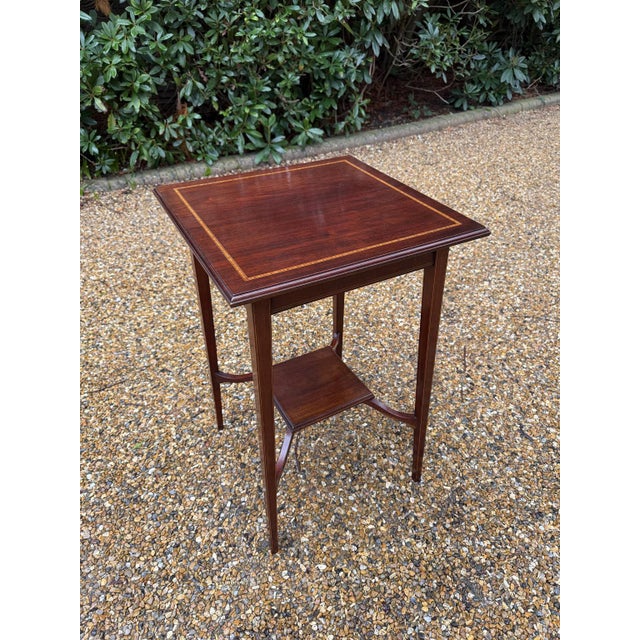 Wood Antique Mahogany Square Occasional Table, 1880 For Sale - Image 7 of 7