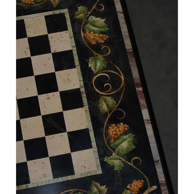 Large Antique Pietra Dura Marble Inlaid Chessboard Table with Cherrywood Base, 1880 For Sale - Image 11 of 18