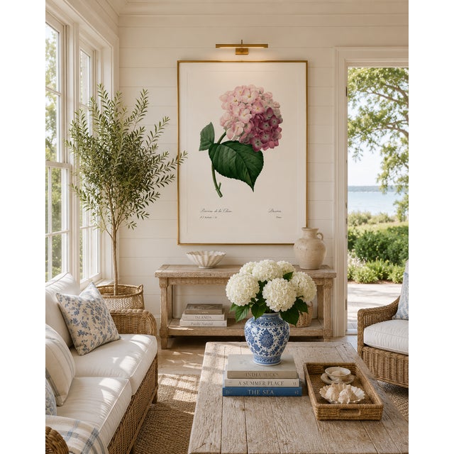 Paper Hydrangea by Pierre-Joseph Redouté, Vintage Botanical Art Print, 32" X 48" For Sale - Image 7 of 8
