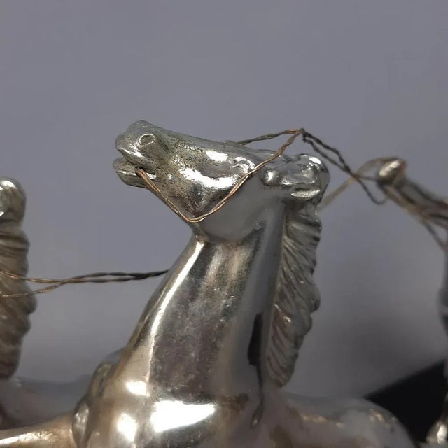 Antique Chromed Metal Sculpture of Roman Horse Trainer on Marble Base, 1930 For Sale - Image 11 of 16