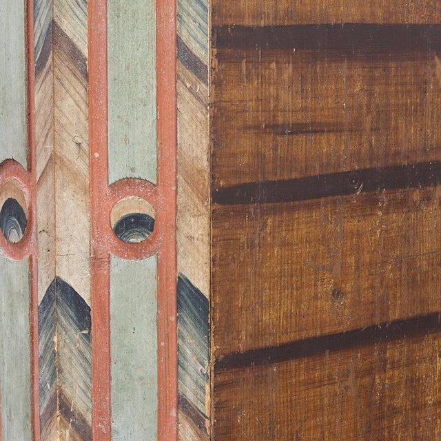 Wood Folk Art Rustic Farmhouse Painted Bridal Cabinet, 1825 For Sale - Image 7 of 16