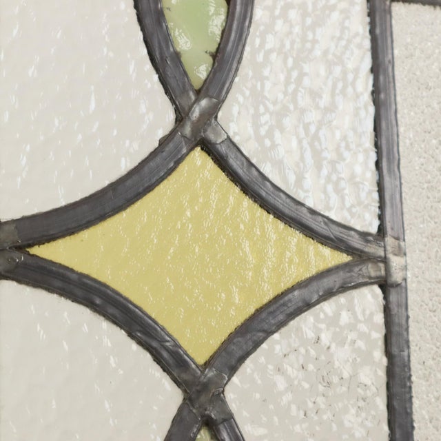 Art Deco Geometric Stained Glass Window, Set of 2 For Sale - Image 9 of 15
