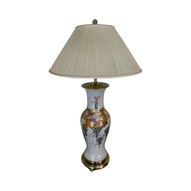 Asian Style Floral Porcelain Table Lamp For Sale - Image 13 of 13