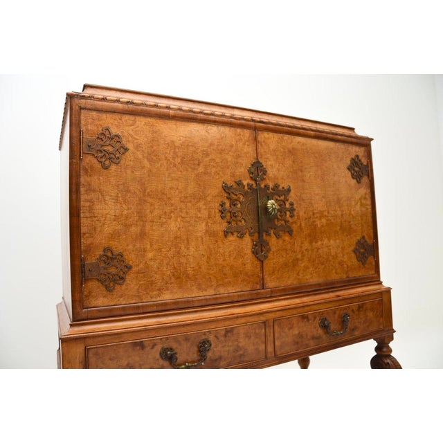 Antique Burr Walnut Cocktail Cabinet, 1920s For Sale - Image 9 of 13