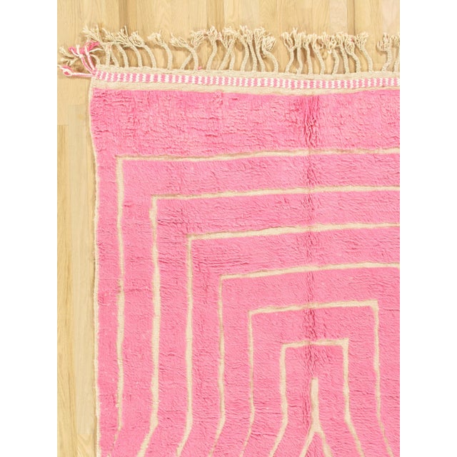 Textile Vintage Moroccan Rug by Berber Tribes of Morocco, pink wool and cream color For Sale - Image 7 of 11