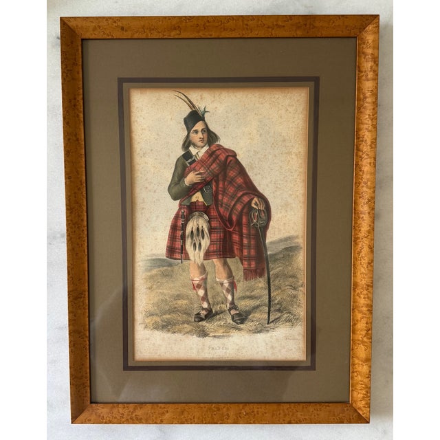 Illustration Pair of Framed Hand Colored Lithographs of "The Clans of the Scottish Highlands" by Robert Ronald McIan For Sale - Image 3 of 16