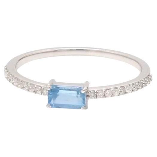 Natural 0.39 cts aquamarine & 0.14 cts diamond ring in 14k gold For Sale - Image 15 of 18