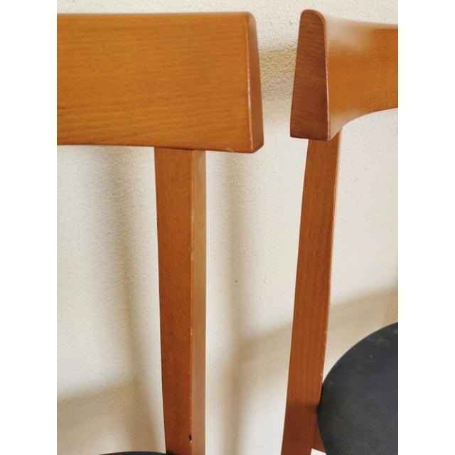 Vintage Italian Dining Chairs with Blue Fabric Seats from Calligaris, 1990s, Set of 4 For Sale - Image 11 of 18