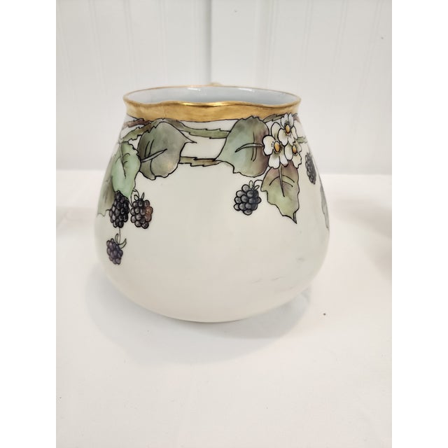 1930s Bavarian Blackberry Hand Painted Pitcher and 5 Tumblers H&c For Sale In Seattle - Image 6 of 10