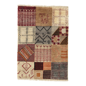 Vintage Hand-Knotted Persian Patchwork-Style Rug 2'0" X 2'11"