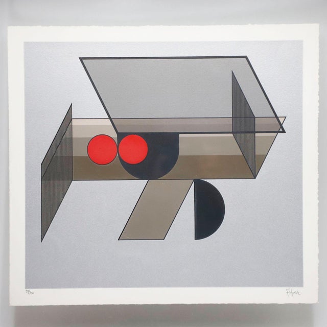 Circa 1970. We offer this Manuel Felguerez Silkscreen signed and numbered, mounted on original silver leaf frame. Manuel...