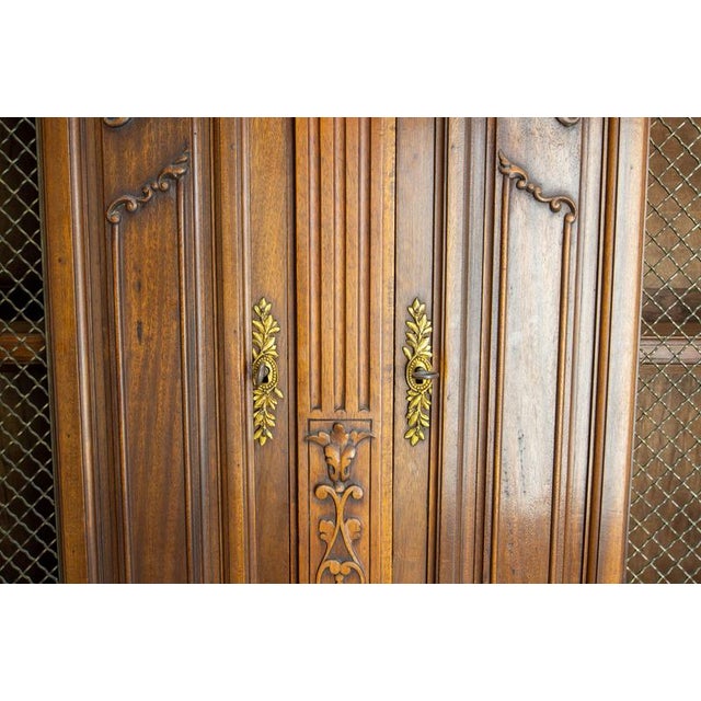 Gold Louis XVI French Exotic Wood Wire-Mesh Bookcase, 1890 For Sale - Image 8 of 13