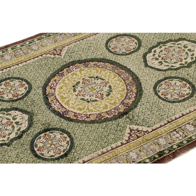 Hand-knotted in silk circa 1920-1930,, this 3×5 antique Chinese Art Deco rug, is the next grand addition to Rug & Kilim’s...