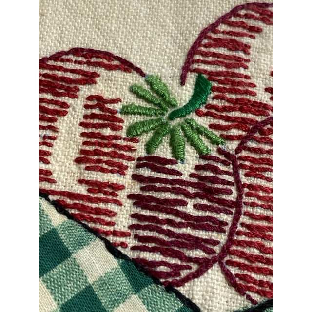 Vintage Linen Tea Towels Set: 1950s Appliqué Veggie Carts, Hand Embroidered - a Pair For Sale In Philadelphia - Image 6 of 9