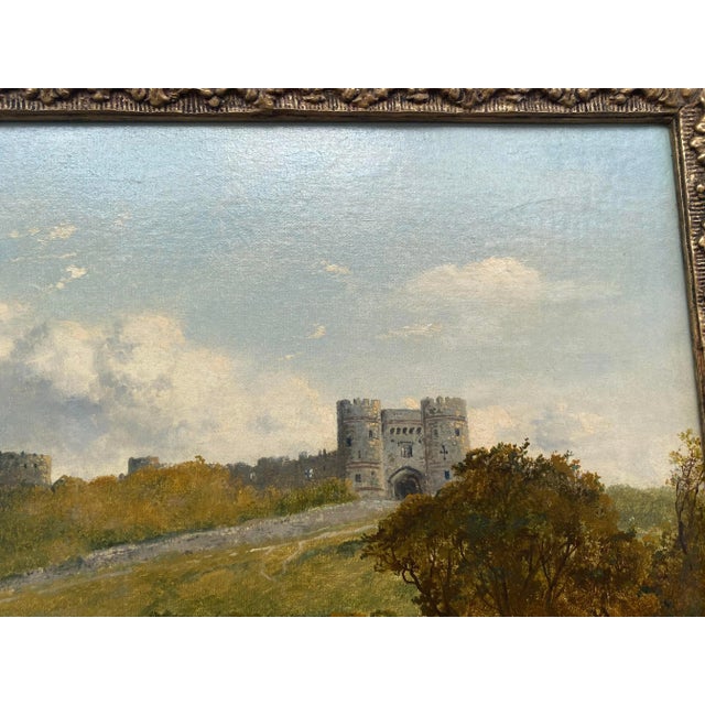 Brown Oil on Canvas Carisbrooke Castle, Isle of Wight by Edmund John Niemann For Sale - Image 8 of 13