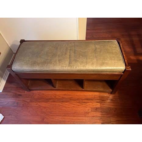 Stickley Mission Bench With Removable Leather Cushion For Sale In Austin - Image 6 of 9