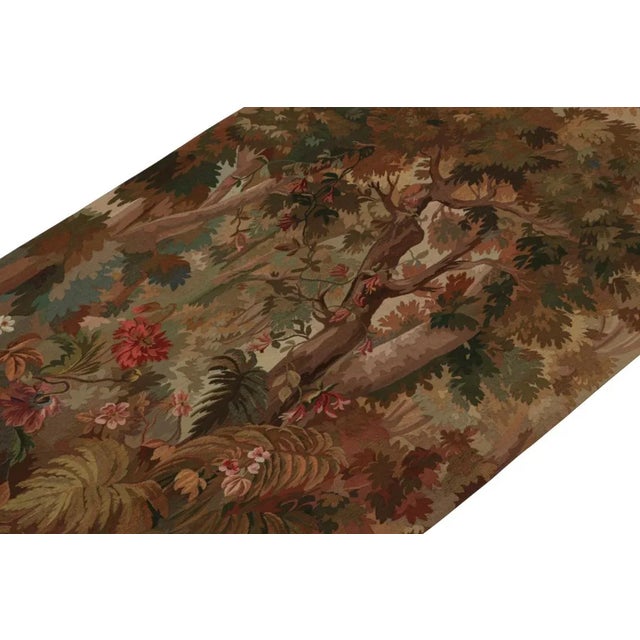 2010s Rug & Kilim’s Aubusson-Style Flatweave Rug in Brown With Rich Floral Pictorial For Sale - Image 5 of 7