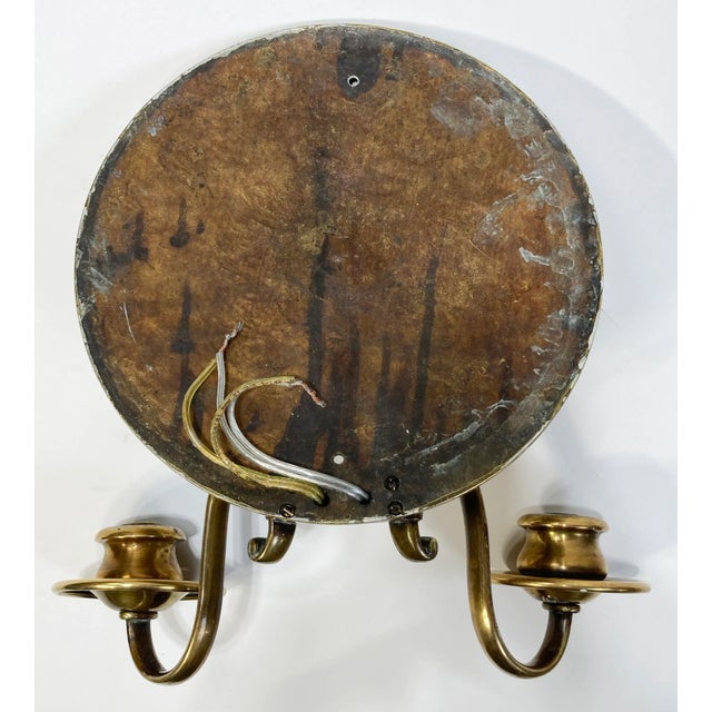 Bronze Antique Bronze Lion Crest Electrified Wall Sconce Pair For Sale - Image 8 of 8