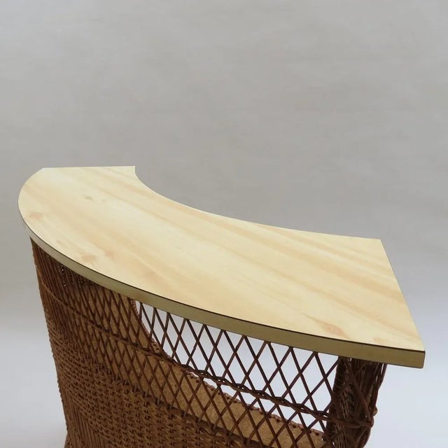 Wood Vintage Rattan Cocktail Drinks Bar, 1970s For Sale - Image 7 of 10
