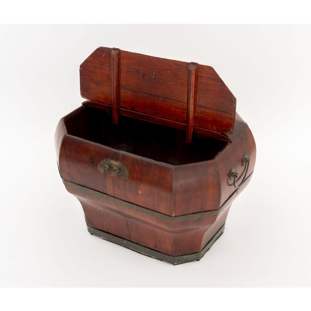 Chinese Two Chinese Brass Bound Wood Wedding Chests For Sale - Image 3 of 12