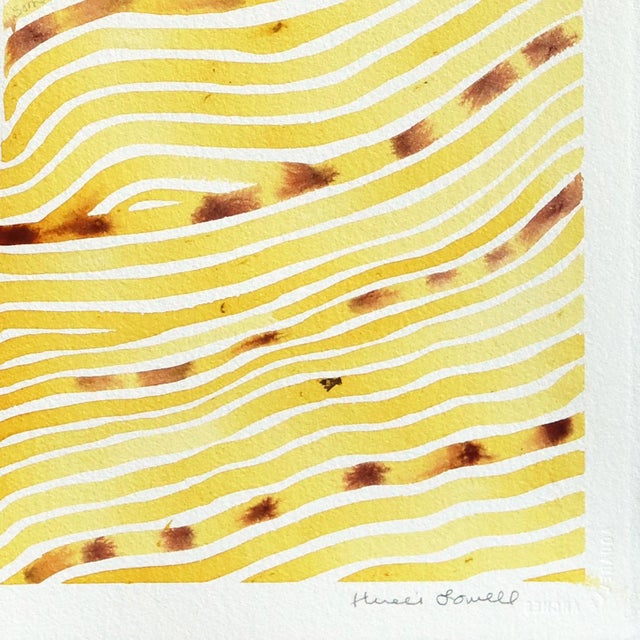 Contemporary Vietnam Pigment Study: Gardenia Fruit + Iron Oxide - Original Natural Pigment Watercolor on Paper by Heidi Lowell For Sale - Image 3 of 6