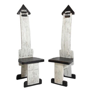 Bi-Color Tainted Wooden Chairs, 1980s, Set of 2 For Sale
