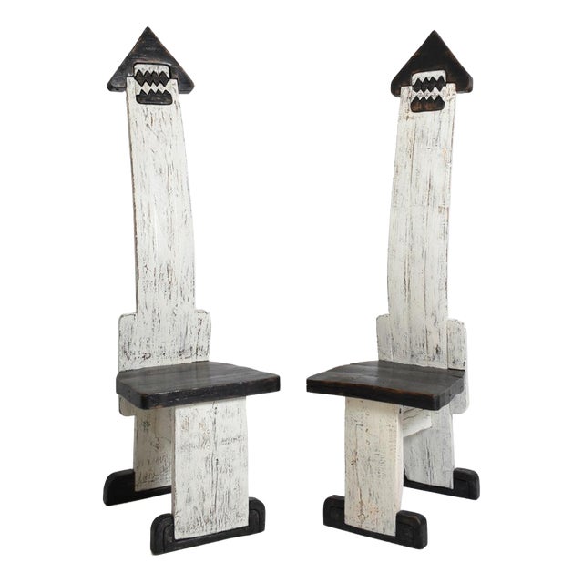 Bi-Color Tainted Wooden Chairs, 1980s, Set of 2 For Sale