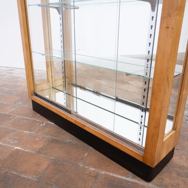 Display Cabinet in Light Walnut with Sliding Glass Doors, 1930 For Sale - Image 12 of 13