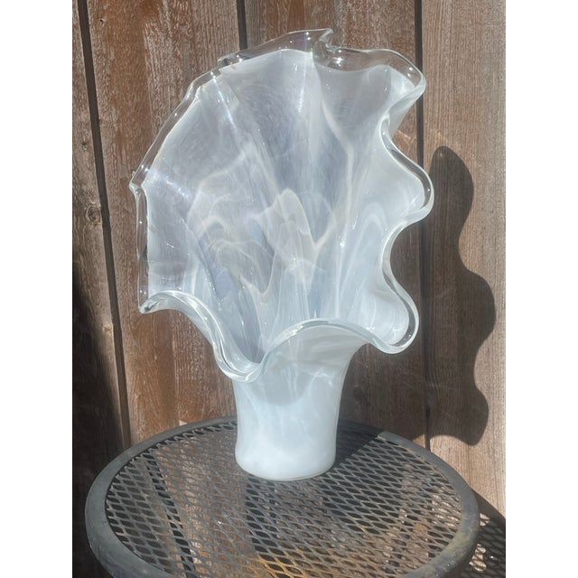 Mid-Century Modern Large Italian Murano Wave Vase For Sale - Image 3 of 5