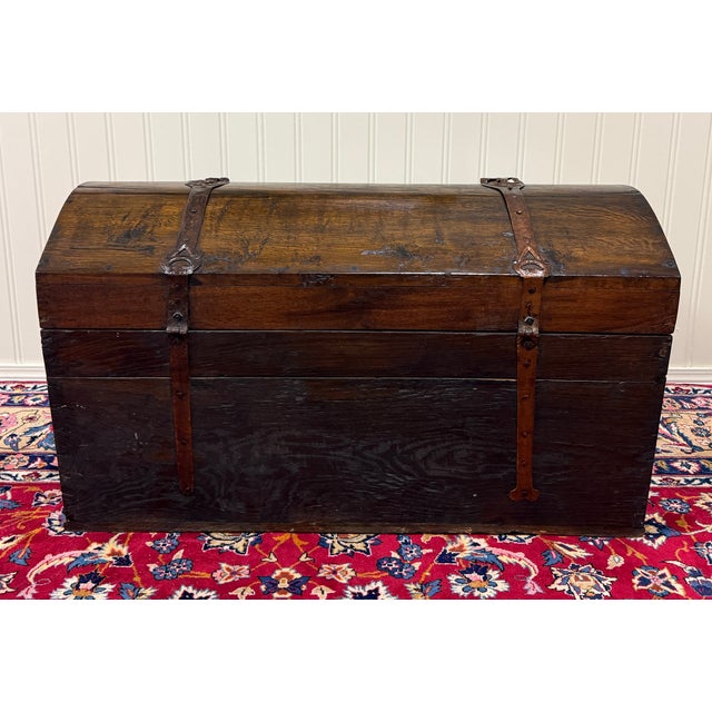 Antique Danish Dome Top Trunk Chest Blanket Box Storage Coffer Oak Mid 19th C For Sale - Image 18 of 18