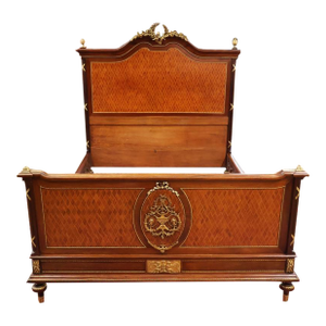 19th Century Mercier Freres French Louis XV Style Inlaid Bronze Mounted Full Bed