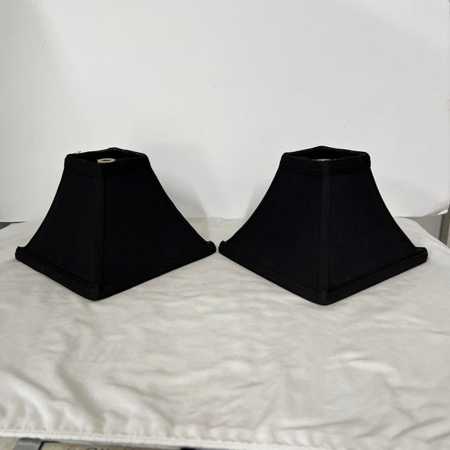 English Small Square Black Lampshade - a Pair For Sale - Image 3 of 6