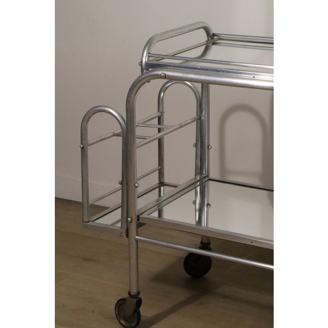 1970s Vintage Rolling Trolley in Chrome Metal and Mirrored Glass, 1970s For Sale - Image 5 of 18