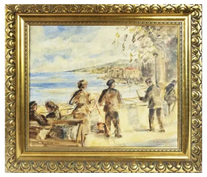 Fraugde, Figurative Scene, 1960s, Oil on Canvas, Framed