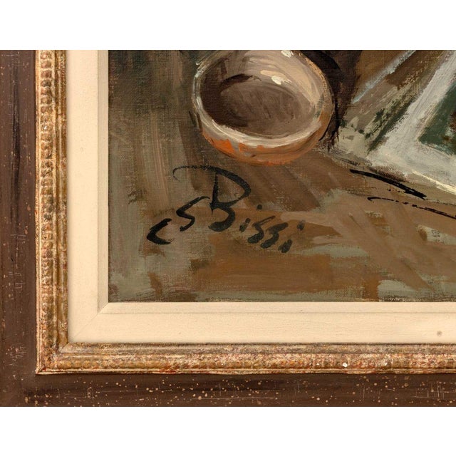 Sergio C. Bissi Still Life With Paintbrushes Oil For Sale - Image 4 of 5