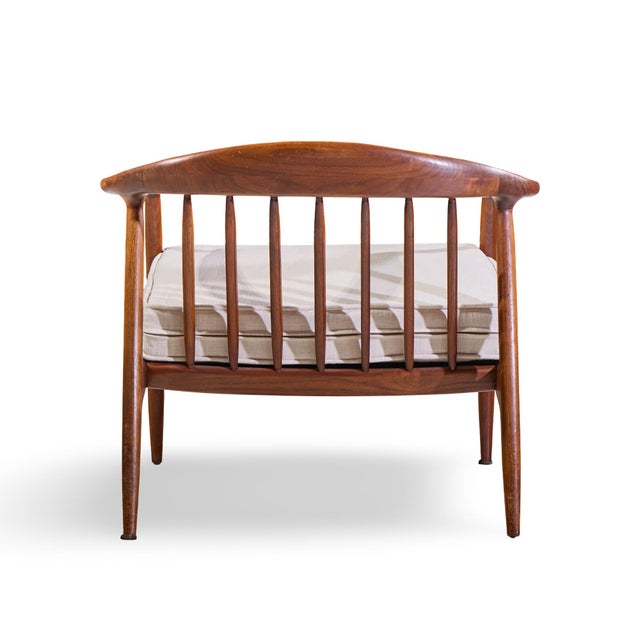Milo Baughman for Thayer Coggin Mid Century Walnut Horseshoe Lounge Chairs - Pair For Sale - Image 9 of 12
